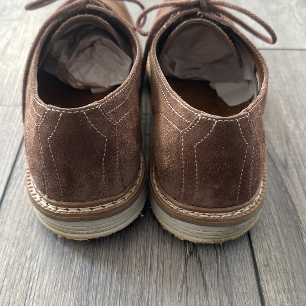Timberland brown tan soft suede lace up oxfords with sensorflex 9.5 - Picture 2 of 7